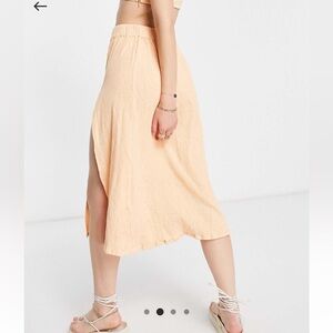 ASOS midi skirt orange linen and cotton blend